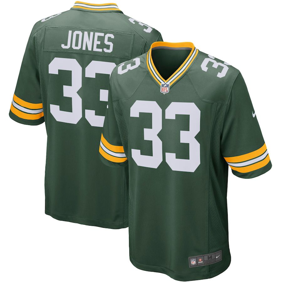 Men Green Bay Packers 33 Aaron Jones Nike Green Player Game NFL Jersey